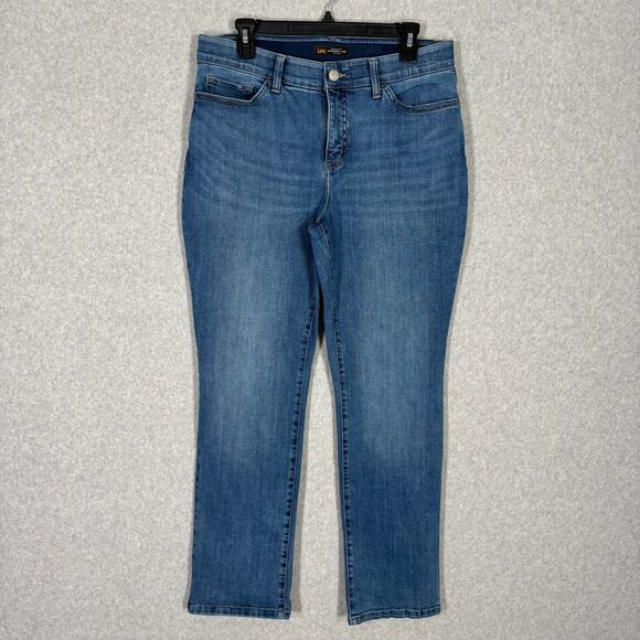 Lee Jean Women 12 Straight Flex Motion High Rise Elastic Waist High Rise Classic - Picture 1 of 12